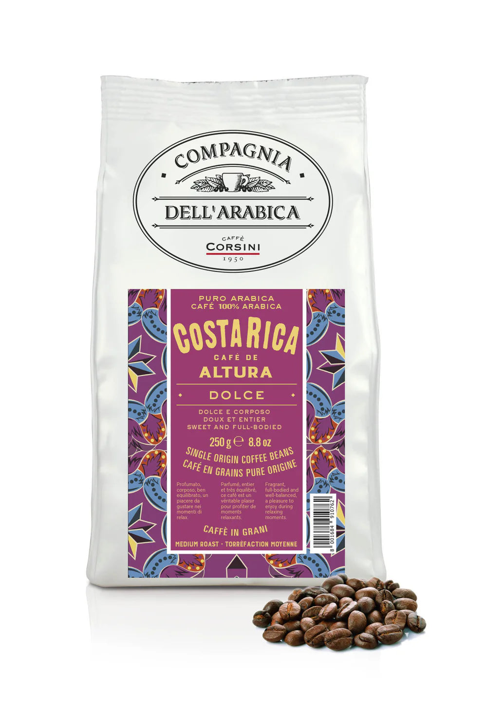 Café en Grain Corsini Costa Rica 250 g - 100% Arabica - Café Italien prémium