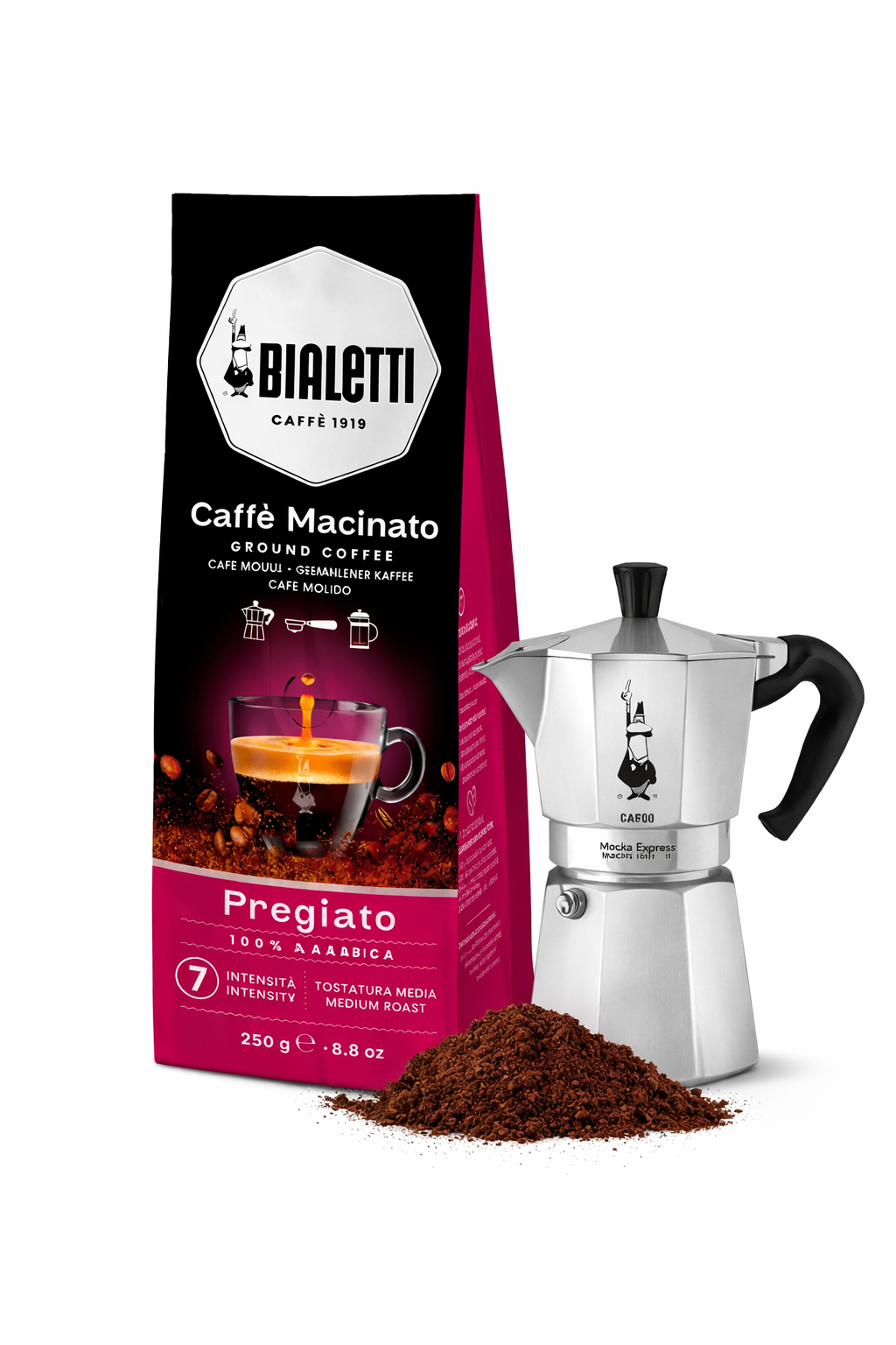Café moulu BIALETTI DELICATO-PREGIATO 100% arabica MOKA 250 GR